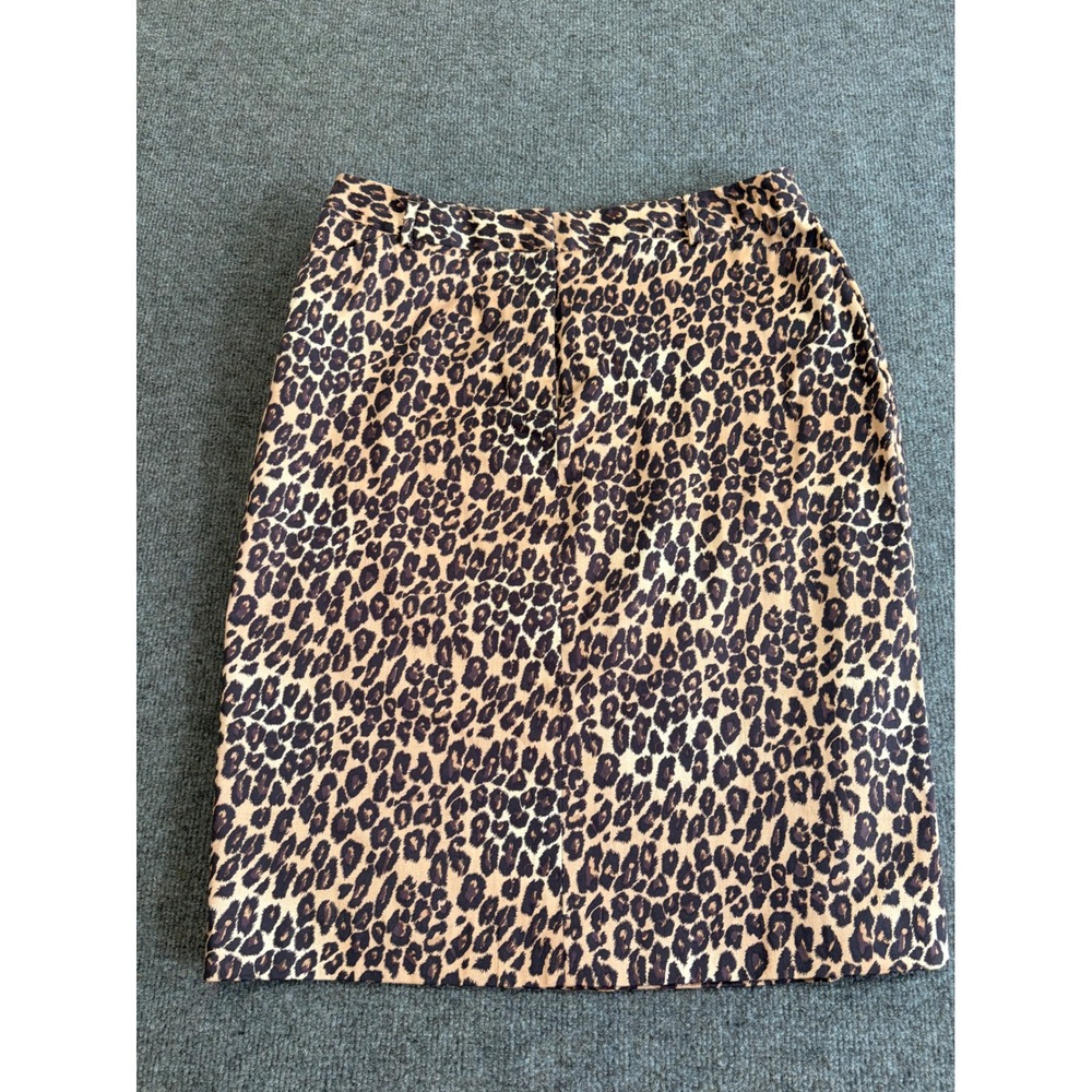 East 5th Leopard Print Pencil Skirt Womens 12 Brown Animal Print Knee Length